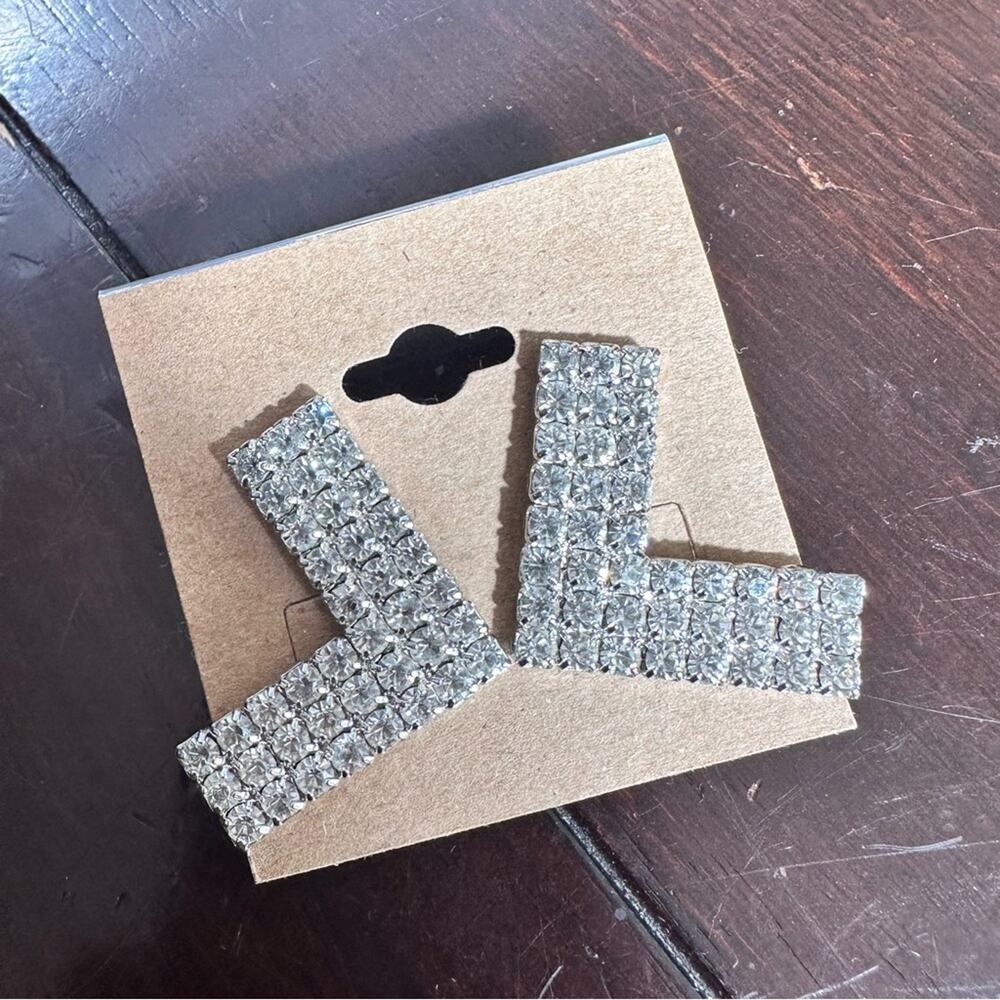 Greater than sign symbol pave earrings New